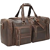 Polare 23" Leather Duffel Weekender Travel Bag For Men With Full Grain Cowhide Leather 42L