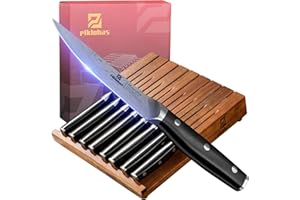 Piklohas Steak Knives Set Of 8 With Drawer Organizer, 4.5 Inch Non Serrated Steak Knife Set, Forged German Steel Full Tang Ha