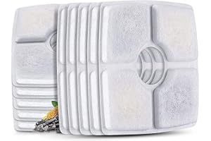 MONSIN Cat Water Fountain Filters,10 Pack Replacement Filter Fit for Top Square 84oz/2.5L Cat Pet Fountain, 3 Filtration System