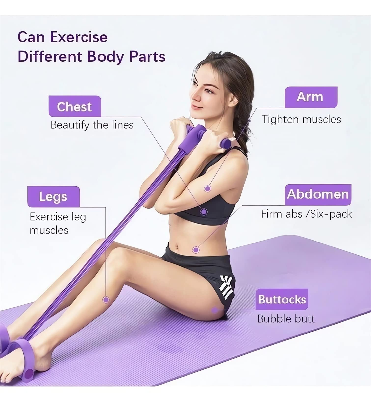 21 Fitness Resistance Bands-4 Tube Pedal Ankle Puller - 2023 New Sit up Leg Stretch Rope Exercise Bands with Handles, Stretching Workout Fitness Bands for Arm Weights Exercise Equipment