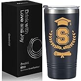 Onebttl Graduation Gifts 2026 - Graduation Stainless Steel Tumbler with Initial, Funny Initial Tumbler as Graduation Party Supplies, Graduation Decorations, Back to School for Her and Him - S