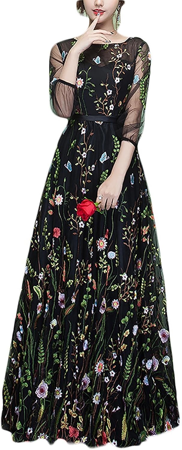 embroidered prom dress