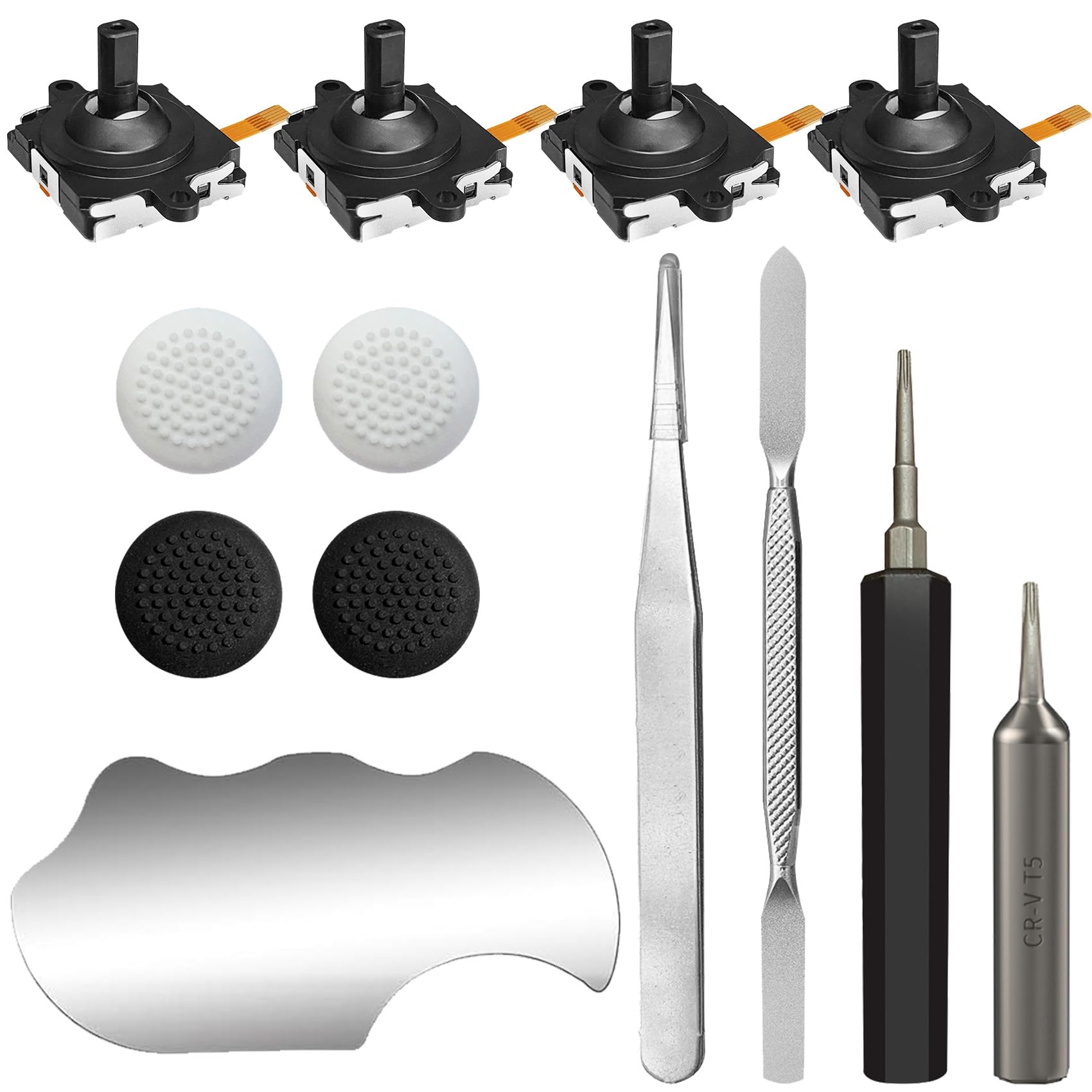 Joysticks Replacement for Meta Quest 3 Controllers (13 in one) - DUXICEPIN Repair Kit Accessories for Meta Quest 3 Controller, Include 4 Joysticks, T5 Screwdriver, Tweezer, Pry Tool