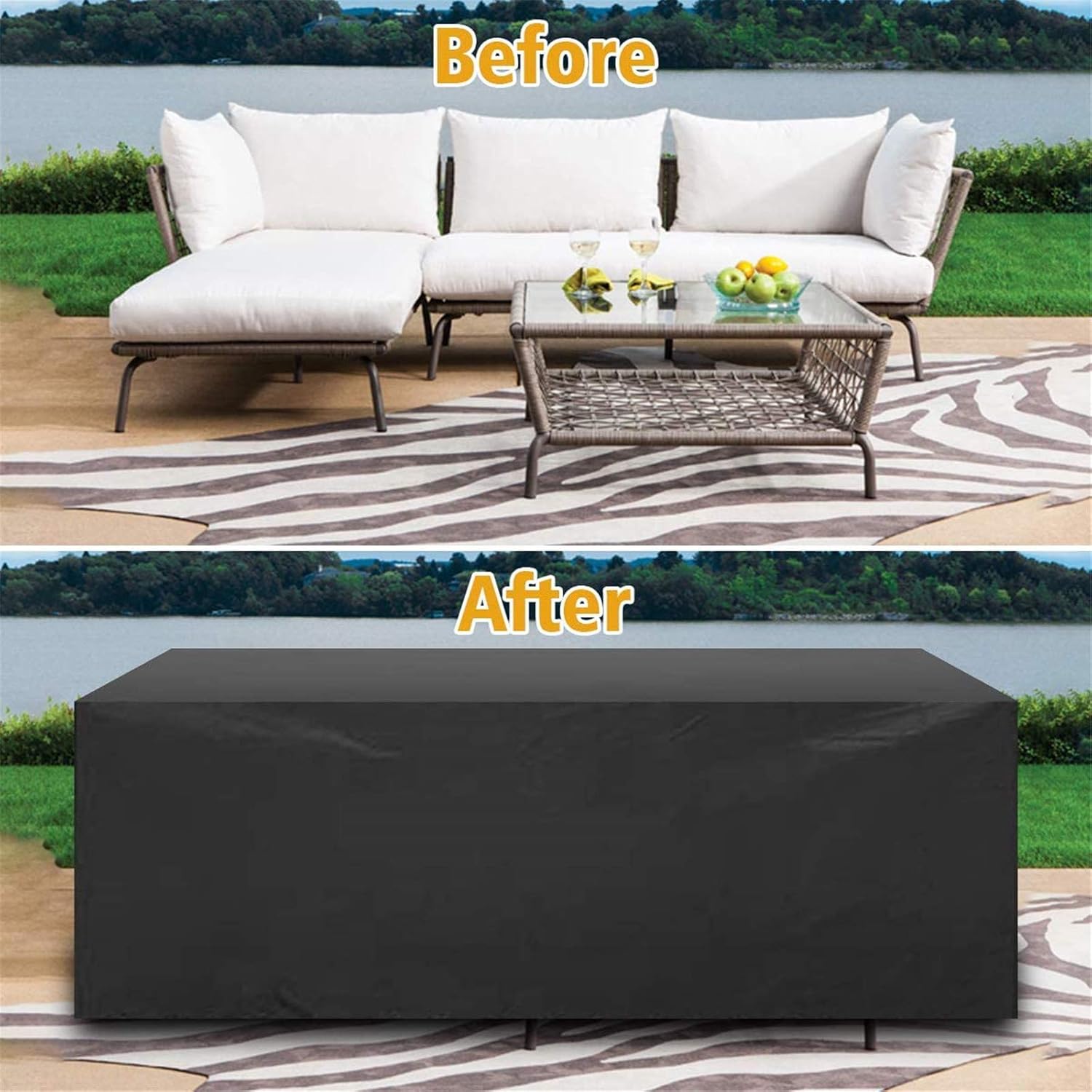 Tvird Patio Furniture Covers, 96” x 64”x 40” Outdoor Furniture Covers Made of 600D Heavy Duty Oxford Fabric, Windproof Waterproof, Rain Snow Dust Wind-Proof, Anti-UV, Fits for 8 to 10 Seats (Black) : Garden & Outdoor