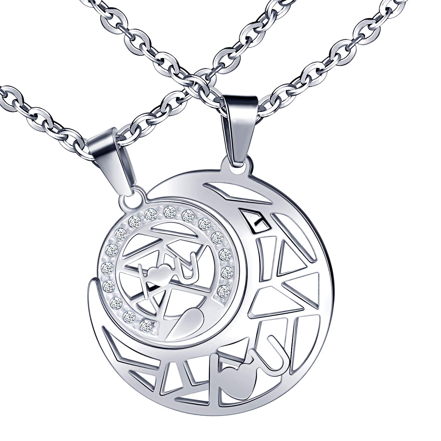 CPSLOVE Couple necklace, Star and Moon Stainless Steel Couple Necklace, Men's moon pendant necklace, women's star pendant necklace