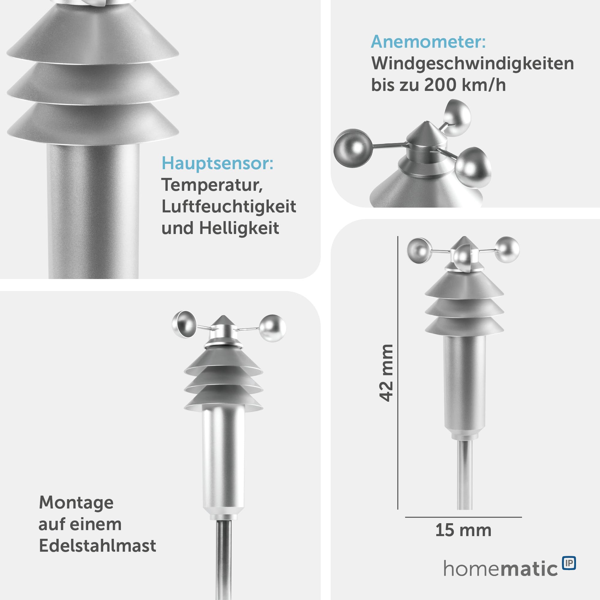 Homematic IP Smart Home Wettersensor – Basic, Zubehör für Smart Home mit App-Funktion, Wetterstation Funk steuert Verschiedene Funktionen, 152056A0 3