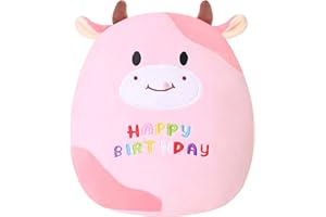 SQEQE Cow Plush Toy Cute Pink Cow Stuffed Animals Soft Pillow Plushies Kawaii Cow Plushie for Girls Boys Kids Birthday Gifts Decor 10 inch