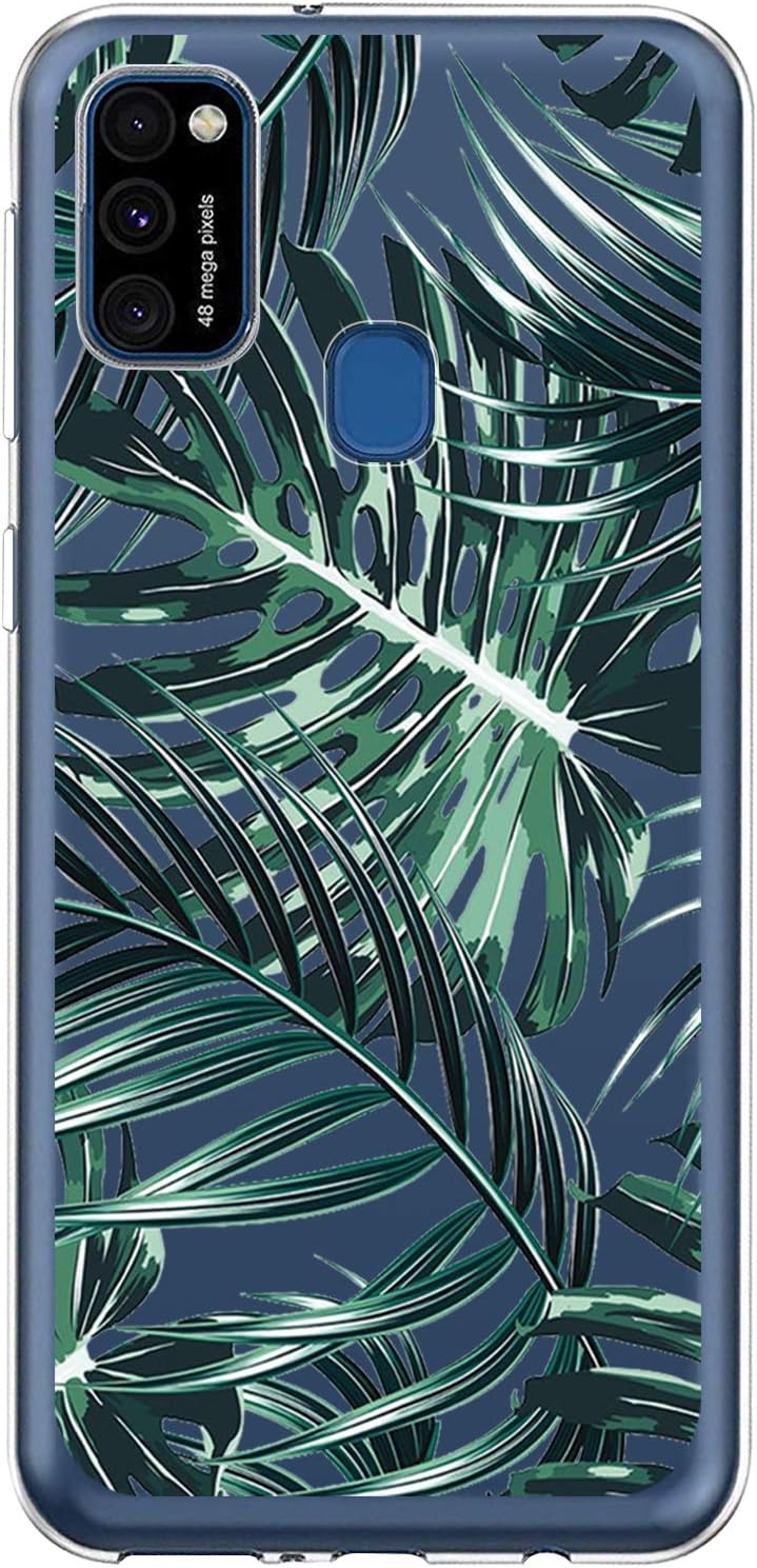 kkkie Mobile Phone Case Compatible with Samsung Galaxy M31 Transparent TPU Soft Silicone Flowers Thin Anti-Yellow Protective Case Cover for Galaxy M31