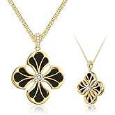 Elfgrass 925 Sterling Silver Platinum Plated Four Leaf Clover Necklace for Women Mother of Pearl Pendant with CZ Dainty Fashion Jewelry Gift for Wife, Mom, Daughter or Girlfriend