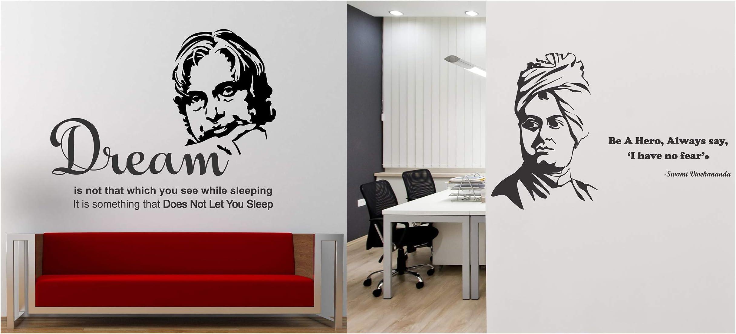 Wallstick 'D.R. A. P. J. Abdul Kalam' Wall Sticker (Vinyl, 49 cm x 4 cm x 4 cm) & 'Swami Vivekananda' Wall Sticker (Vinyl, 49 cm x 4 cm x 4 cm) Combo