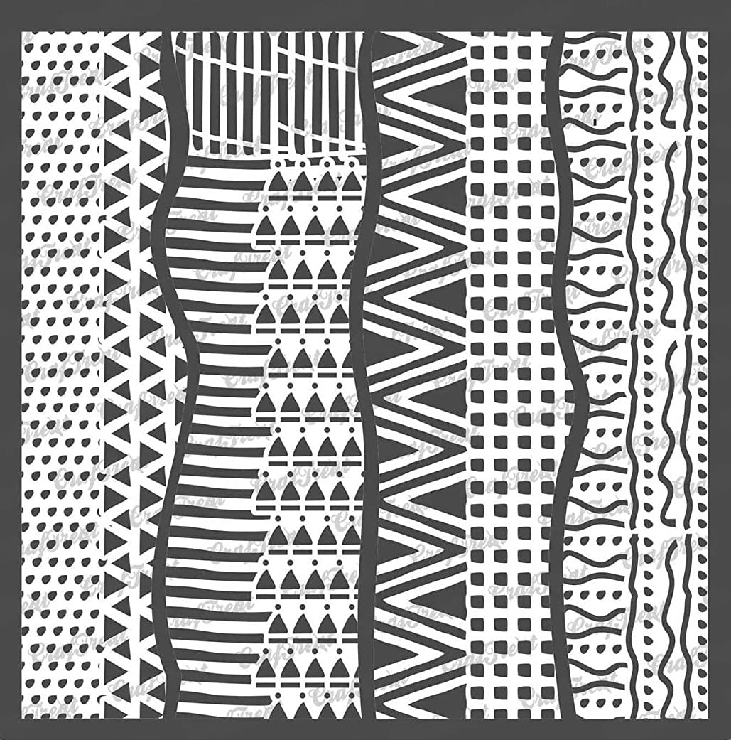 CrafTreat Reusable Patterned Stencil for Painting on Wood - Patterned Partitions - 6X6 Inch - Card Making Background Stencils for Art Journaling - Mixed Media Texture Stencils