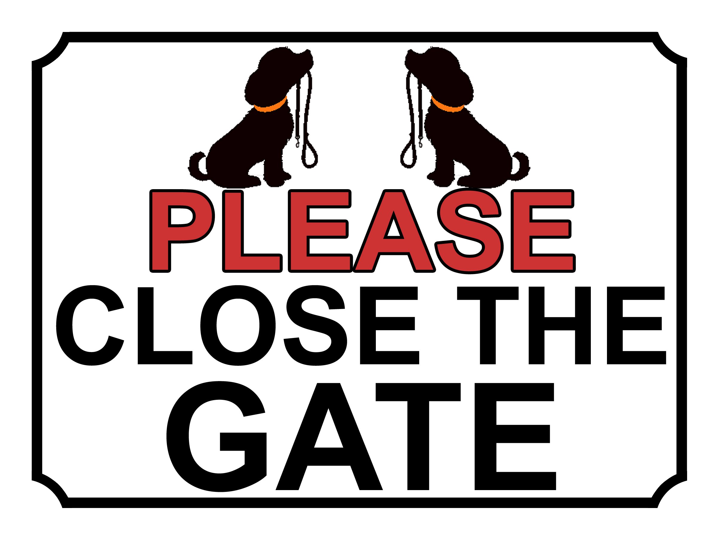 Shawprint PLEASE CLOSE THE GATE METAL SIGN DOG THEME (Red/Black/White, 10" x 8")