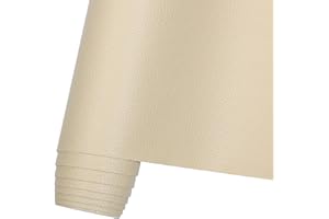 Butarfe Faux Leather Sheet 2 Yards 54" x 72" Upholstery Vinyl 1.0mm Thick Pleather Soft PU Leather Beige Upholstery Vegan Leather Fabric Synthetic Material for Sofa Bags Chairs Car Seats DIY Craft