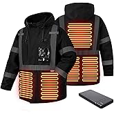 SKSAFETY Heated Jacket For Men - 3M Hi Vis Safety Parka, Class 3 High Visibility Jackets, Heated Coat For Men