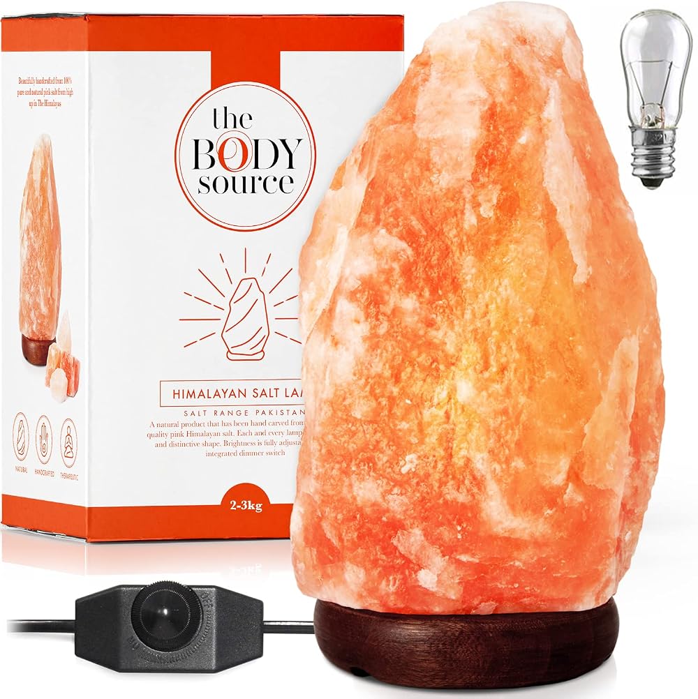 The Body Source Himalayan Salt Lamp 2-3kg with Dimmer Wooden Base