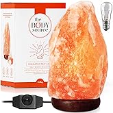 The Body Source Himalayan Salt Lamp | 8-10 in (7-11 lb) | Natural Salt Rock Lamp with Dimmer Switch & Wooden Base | Night Lig