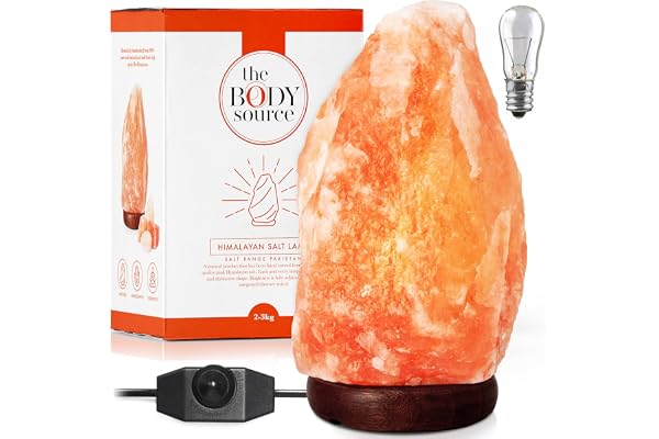 The Body Source Himalayan Salt Lamp 8-10 inches (7-11Ib), Includes Lamp Dimmer Switch and Night Light - All Natural Salt Lamp