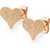 555Jewelry Delicate Small Tiny Sparkly Heart Stud Earrings for Women & Ladies