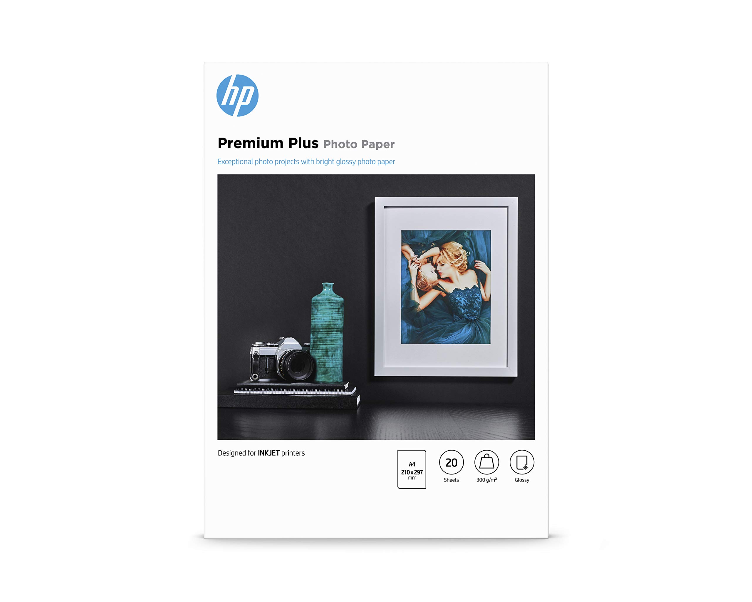 HP CR672A, A4/210 x 297 mm, Premium Plus Glossy Photo Paper, 300 gsm, 20 Sheets