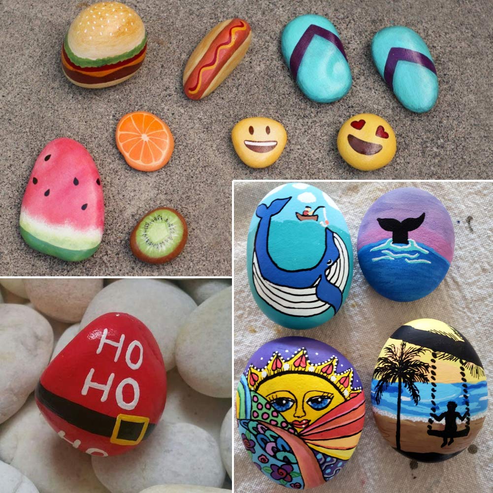 BigOtters Painting Rocks, 25 Rocks for Painting Kindness Rocks Range from About 2 to 3 inches, About 6.8 pounds of Rocks