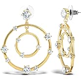 Jessica Simpson Womens Drop and Hoop Earrings - Gold-Tone Earrings with Crystal Embellishments