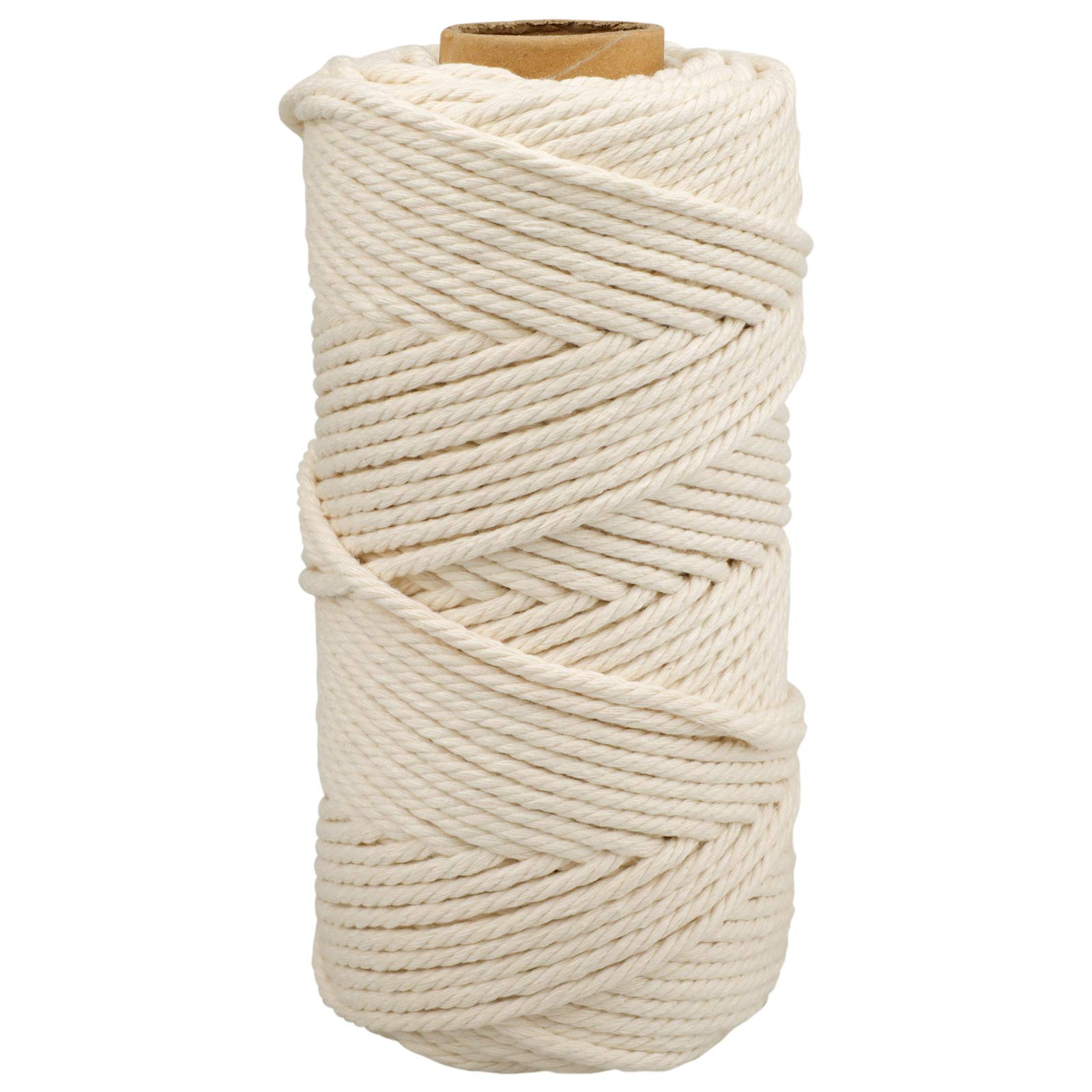 jijAcraft 4MM Beige Macrame Rope Cord, 100M Cotton String Twine for Crafts, Graden String Cotton Rope for DIY Crafts Wall Hanging Plant Hanger Knitting Bundling Wrapping