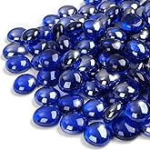 GASPRO 10 lbs Fire Glass for Propane Fire Pit, 3/4 Inch Glass Beads for Fire Pit Table, Glass Rocks for Garden Decor- Cobalt Blue