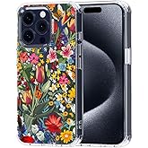MOSNOVO Case for iPhone 15 Pro, [Buffertech 6.6ft Military-Grade Drop Protection] [Anti Peel Off Tech] Clear TPU Bumper Phone Case Cover Design - in The Garden