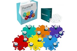 FluentPet Speak Up! Key Vocab Kit with Clearer Upward-Facing Sound - 12 Recordable Buttons w/Pre-Installed Batteries, 6 HexTi