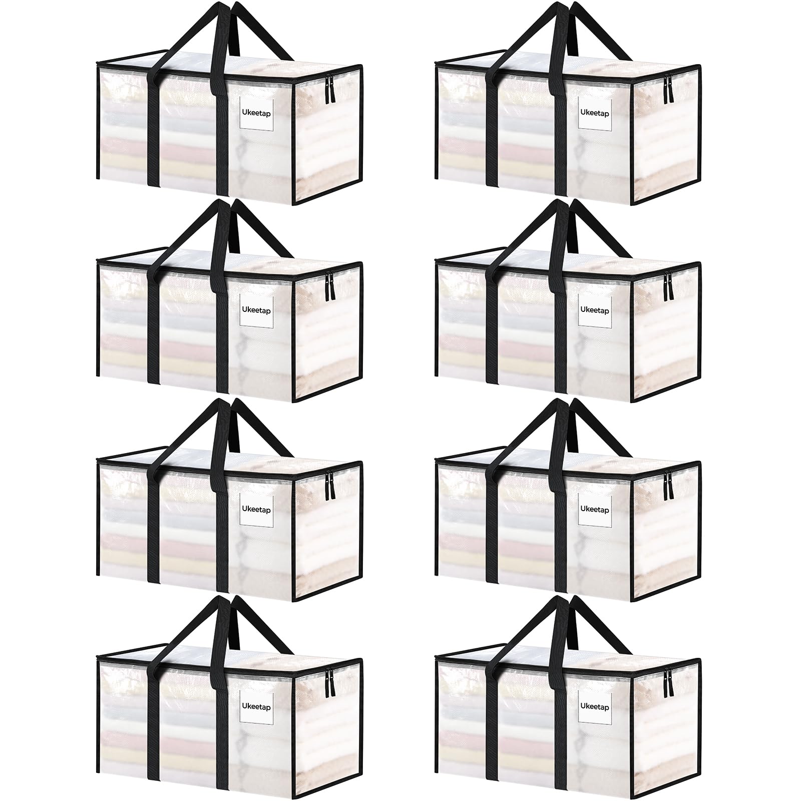 Photo 1 of  Extra Large Heavy Duty Moving Bags, Clear Storage Bins with Lids, Reinforced Handles & Heavy-Duty Zippers Moving Boxes Storage Bags Totes for Clothes Packing, Dorms, College Supplies, Clear