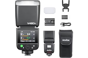 Godox V480-S V480 Flash for Sony, Touchscreen Speedlite, GN50 High Output, USB-C Charging, 1.7s Fast Recycle, 650 Full-Power Flashes, 2.4G Wireless 1/8000s HSS GODOX V480S V480 S TTL Flash Speedlight