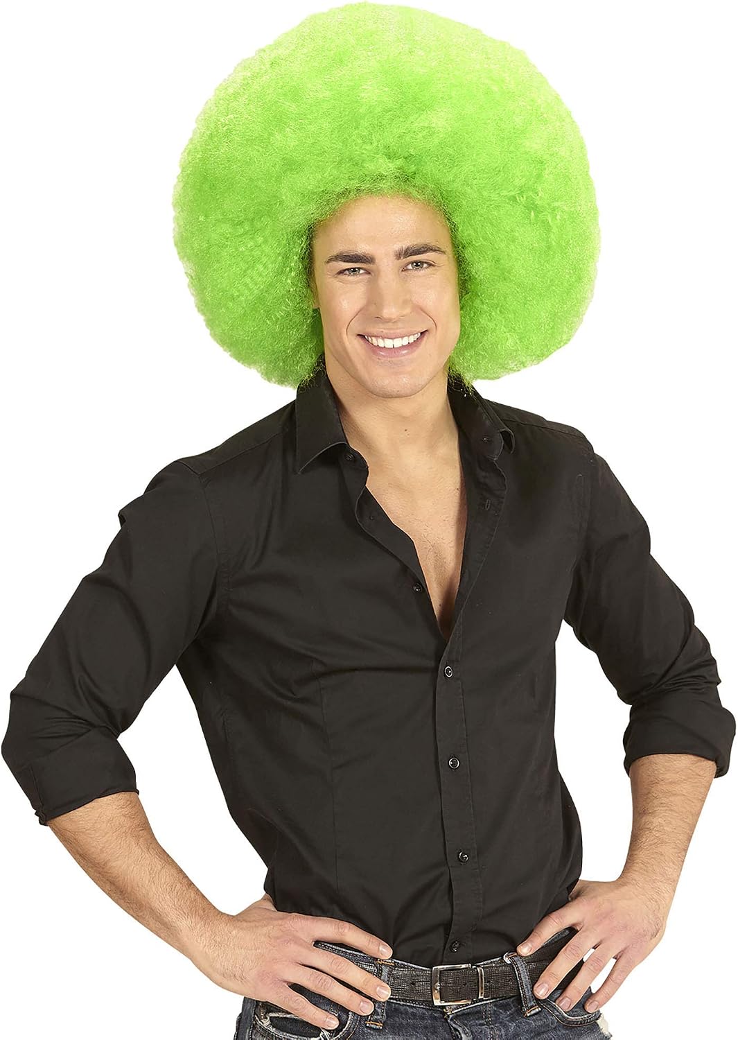 Widmann Afro Wig, One Size, Green, 34 cm - Image 5