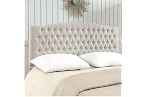 24KF Upholstered Tufted Button Linen Fabric Headboard,Comfortable Fashional Headboard King/CA King Size,Ivory