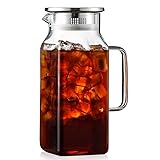 40 oz,1.2Liter Square Glass Pitcher with Lid and