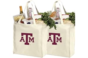BROAD BAY Reusable Texas A&M Shopping Bags or Texas A&M Aggies Grocery Bag 2Pc SET NATURAL COTTON