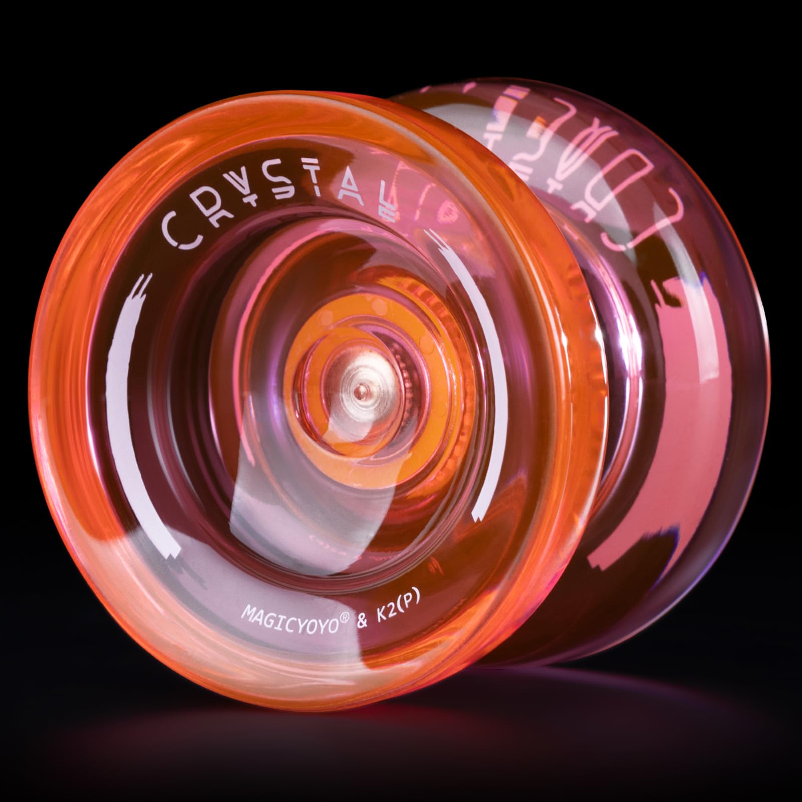 Photo 1 of MAGICYOYO K2 Plus Crystal Orange Yoyo, Professional Fingerspin Trick Yo Yo for Kids/Adults, Responsive Yo-yo for Beginner, Replacement Unresponsive Bearing with 6 Yo yo Strings+Bearing Remover