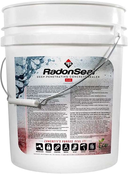 Radonseal Plus Deep Penetrating Concrete Sealer 5 Gal Basement Waterproofing Radon Mitigation In One Seals Concrete Permanently Against