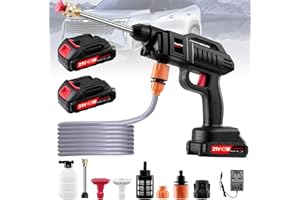 LEADGOODS 1500W Portable Battery Power Washer, 60Bar/870 PSI Electric Pressure Washer Handheld High Pressure Car Washer Gun with Nozzles, 2 Battery, 5m Hose Cordless Jet Washers for Car/Floor/Patio