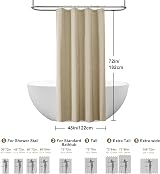 Shower Curtain Linen-Style 122x182cm Taupe with Metal Hooks view 6