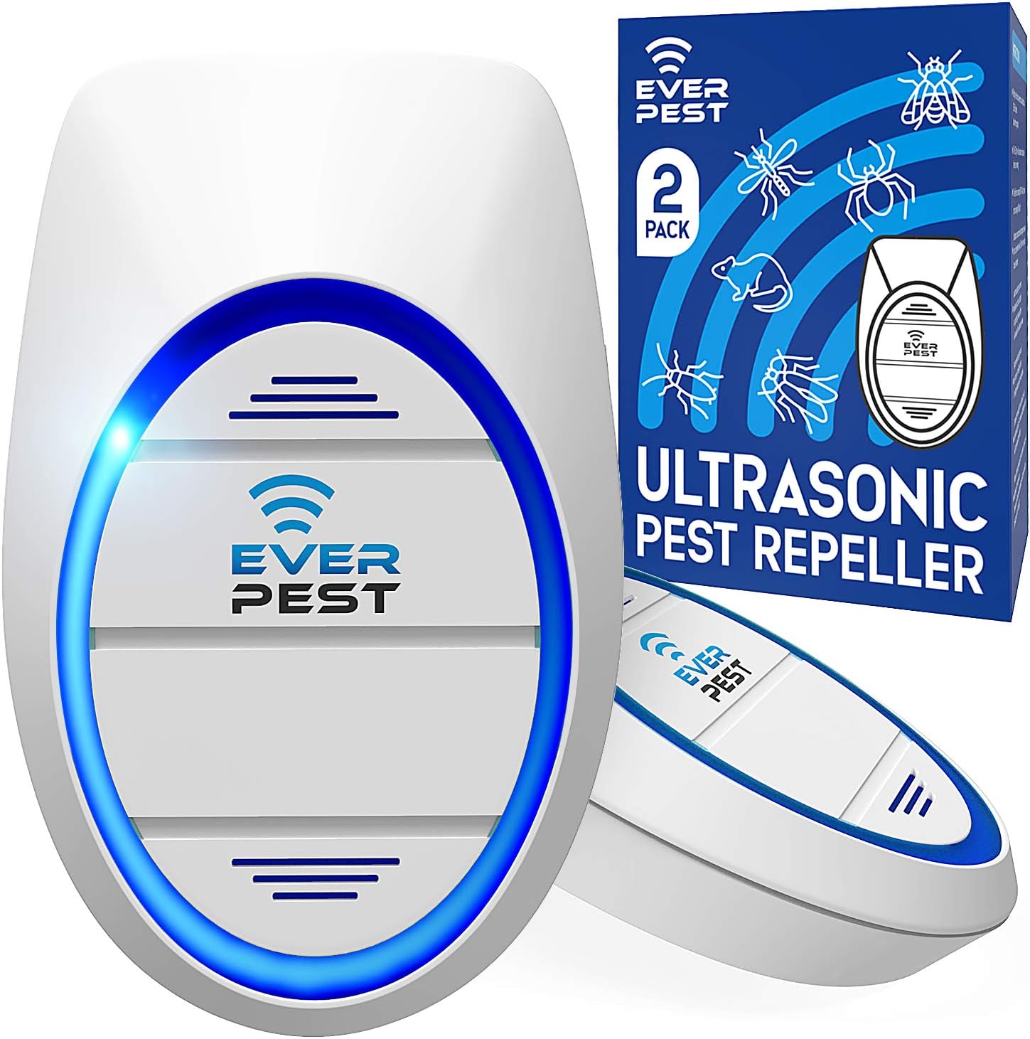 2021 Ultrasonic Pest Repeller - Mosquito, Rodent Control Plug in Device - Reject Roaches, Ants, Bugs, Squirrels, Spiders, Mice, Mouse 2 Pack