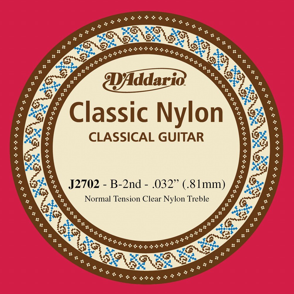 D'Addario J2702 Student Nylon Normal Tension Single Second String for Classical Guitar