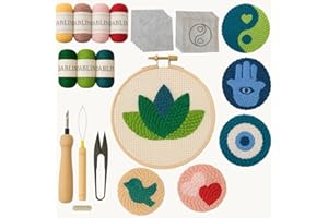 Dabline Punch Needle Kit for Beginners and Adults | Stress Relief DIY Craft - Complete Punch Needle Starter Kit with Designs & Supplies