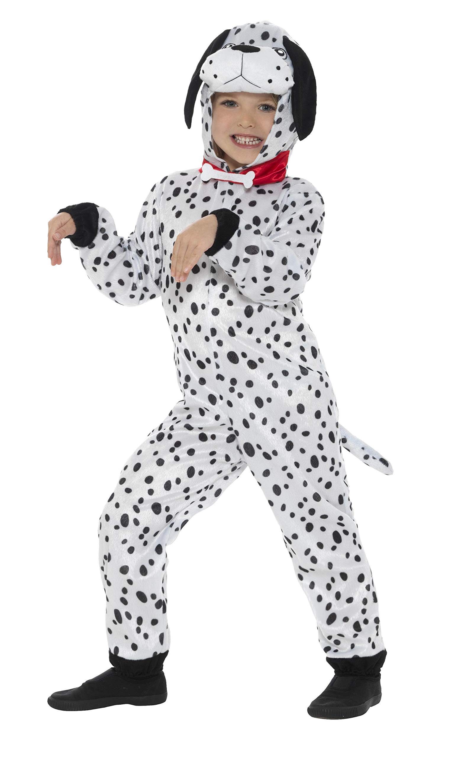 Smiffys Dalmatian Costume, Black & White with Hooded Jumpsuit & Tail, Fancy Dress, Halloween Fancy Dress Accessories Dress Up Costumes