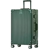 HotWay Zipperless Suitcase with Aluminum Frame, Checked In 24 Inch, Green | Checked Luggage,PC Hard Shell,Aluminum Frame,Zipperless,8 Spinner Wheels,TSA Locks,For Travel Trips