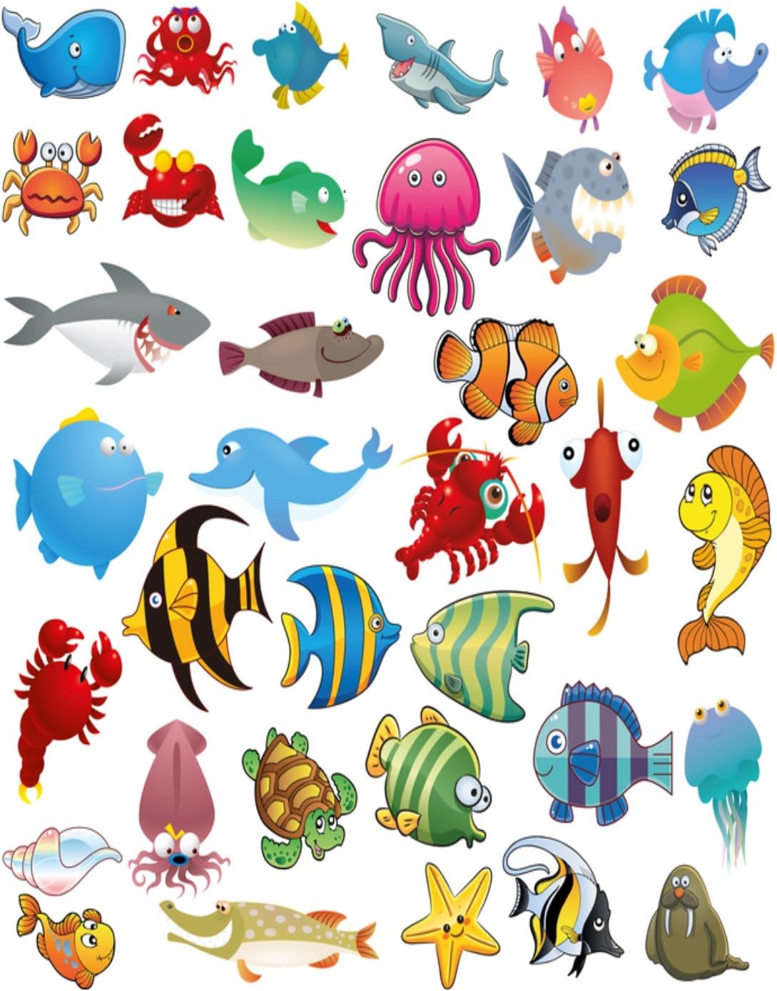 36 Under The Sea Creatures Fish Cake Toppers On Icing Amazon Co