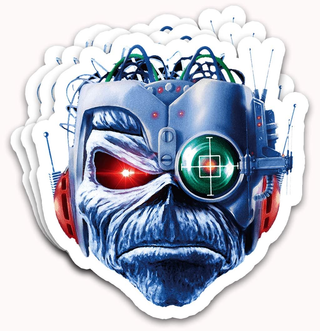Endibas Iron Maidens English Heavy Metal Band Eddie-Cyborg Metal Robot Head Fan Arts Stickers for Laptops Tumblers Books Luggages Cases Pack 3x4 in Vinyl 3pcs/Pack