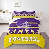 Erosebridal American Football Comforter Twin Size,Football Bedding Set for Kids Boys Girls,Purple Yellow Sports Comforter Sets,Football City Team Duvet Insert with 1 Pillowcase(Minnesota)