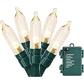 MAGOTAN Christmas Lights, Battery Operated String Lights 18ft 50 LED 8 Modes LED Mini Lights with Timer for Christmas Tree Wreath Party Home Indoor Outdoor Decor, Waterproof, Warm White