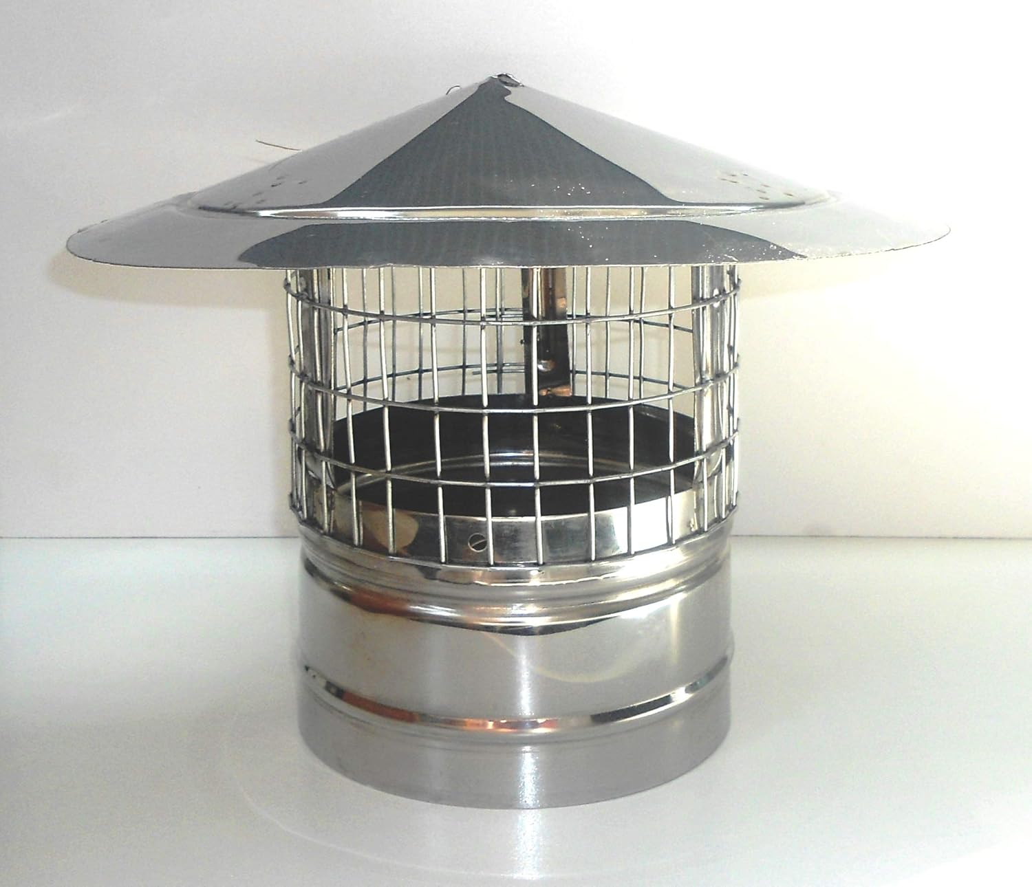 Chimney Cowl with Bird Guard Stainless Steel Flue Pipe Rain Cap (130 mm