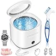Wagrepl Ultrasonic Cleaner for Dentures & Retainers: Space-Saving, 42kHz Portable Professional Ultra Sonic Cleaner Machine for Jewelry, Mouth Guard, Rings, Silver, Watches, Diamonds, Coins (180ml)